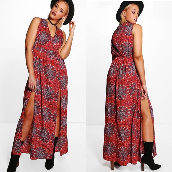 Boohoo Dresses & Skirts - BooHoo Emily Western Paisley Print Maxi Dress NWT